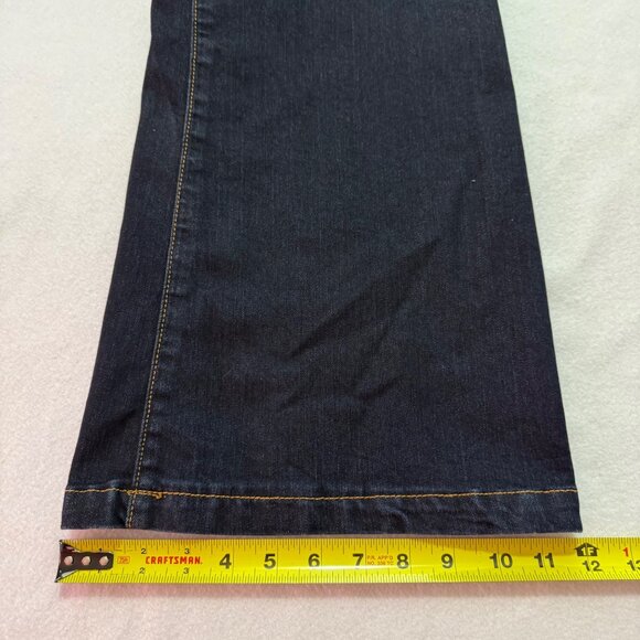 Joe Fresh Women's Wide Leg Stretch Mid Rise Blue Denim Jeans Size 4 Patch Pocket - Picture 9 of 10